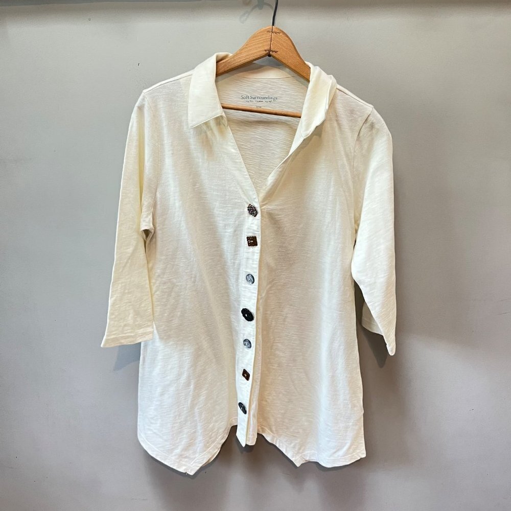 Soft Surroundings Danielle whisper white button top - Size S‎